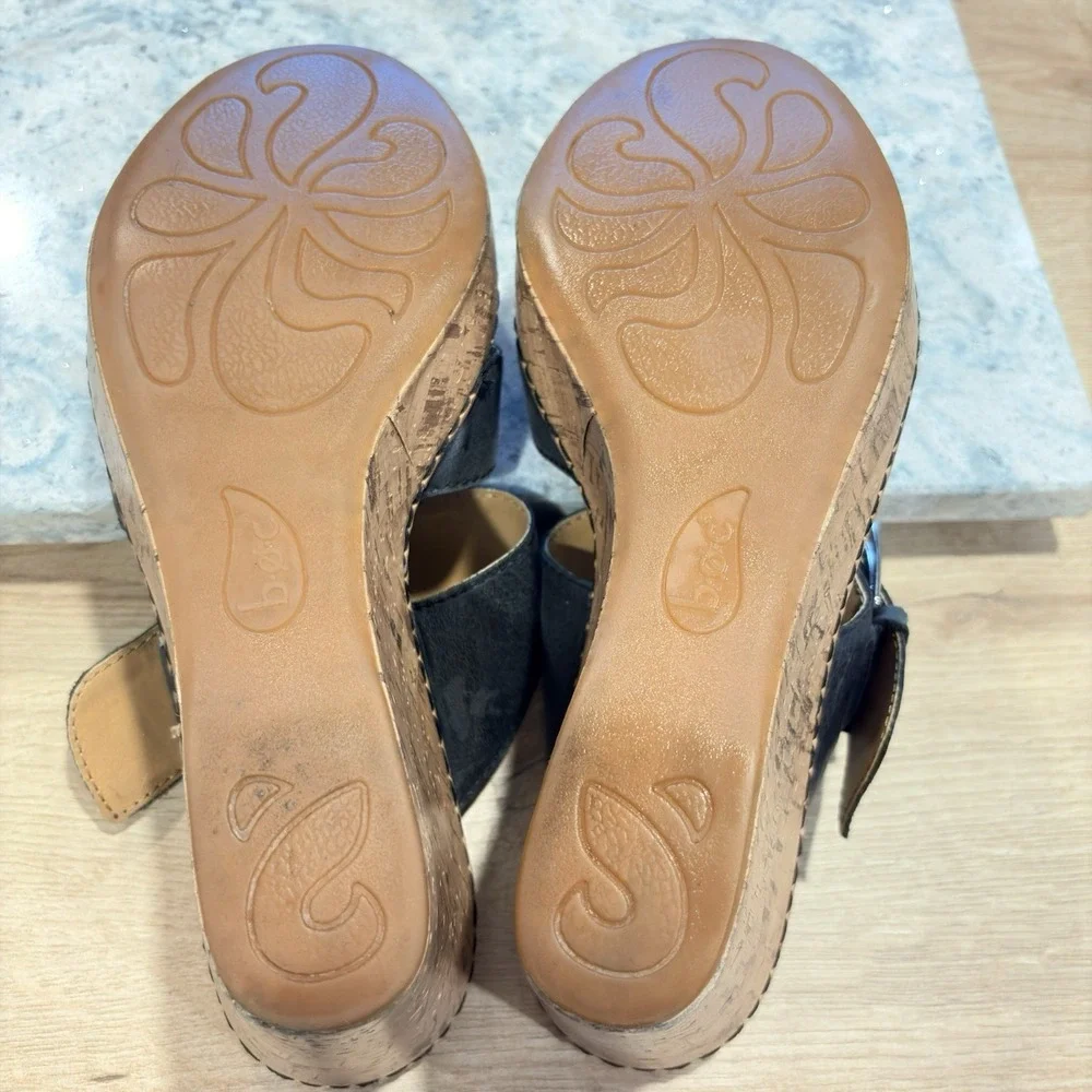 BOC Born Womens Sandal Black Wedge Platform Mule‎ Y2K Shoe 9M